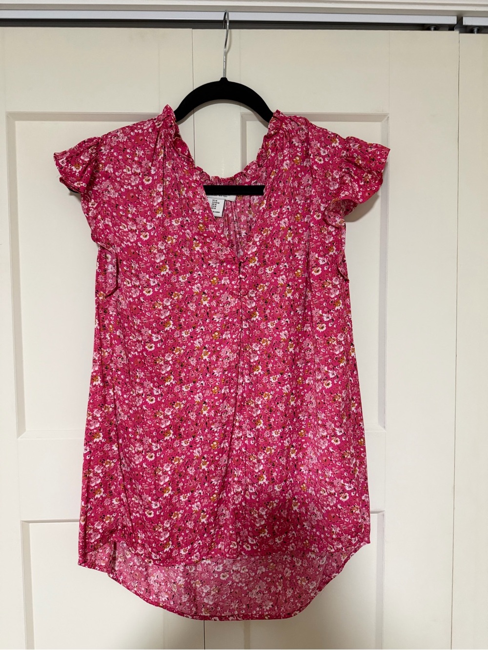 Laura Ashley Women’s Pink Floral Flutter Sleeve Blouse